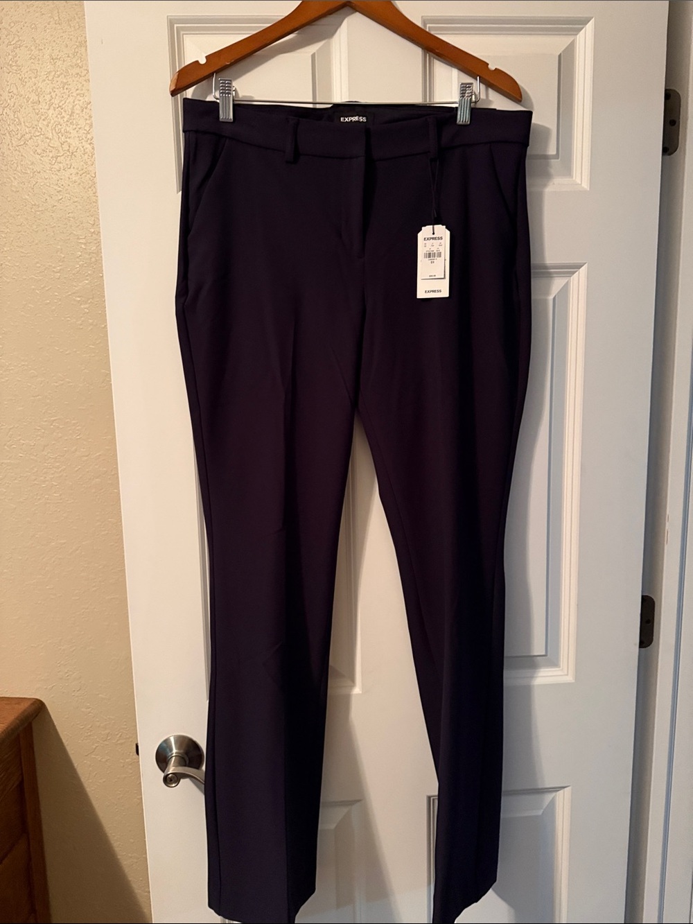 Express Women's Navy Editor Mid-rise Bootcut Trousers